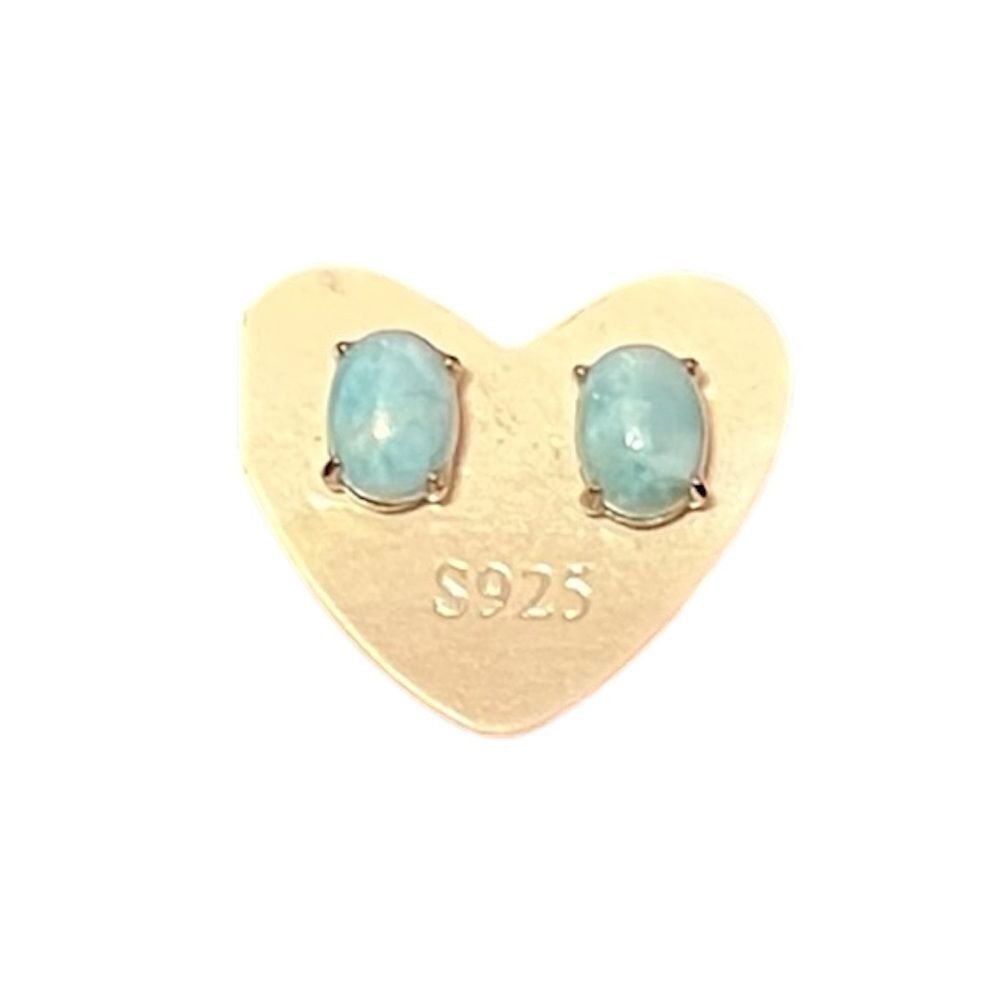 Genuine Larimar Sterling Silver Stud Earrings